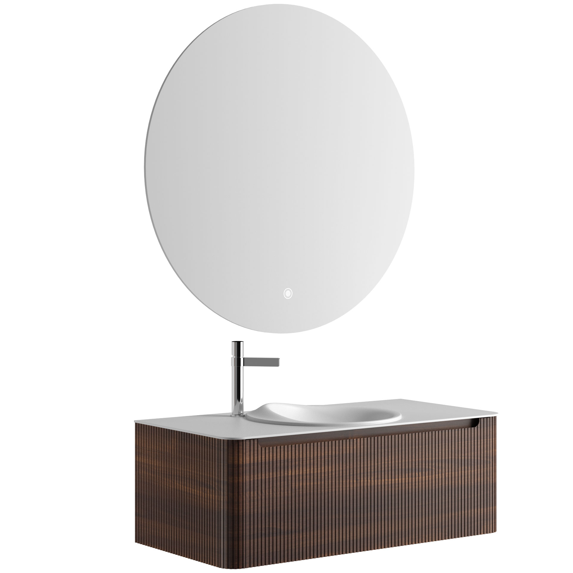 LEDミラー付きマットホワイト洗面化粧台 - Tona Bath